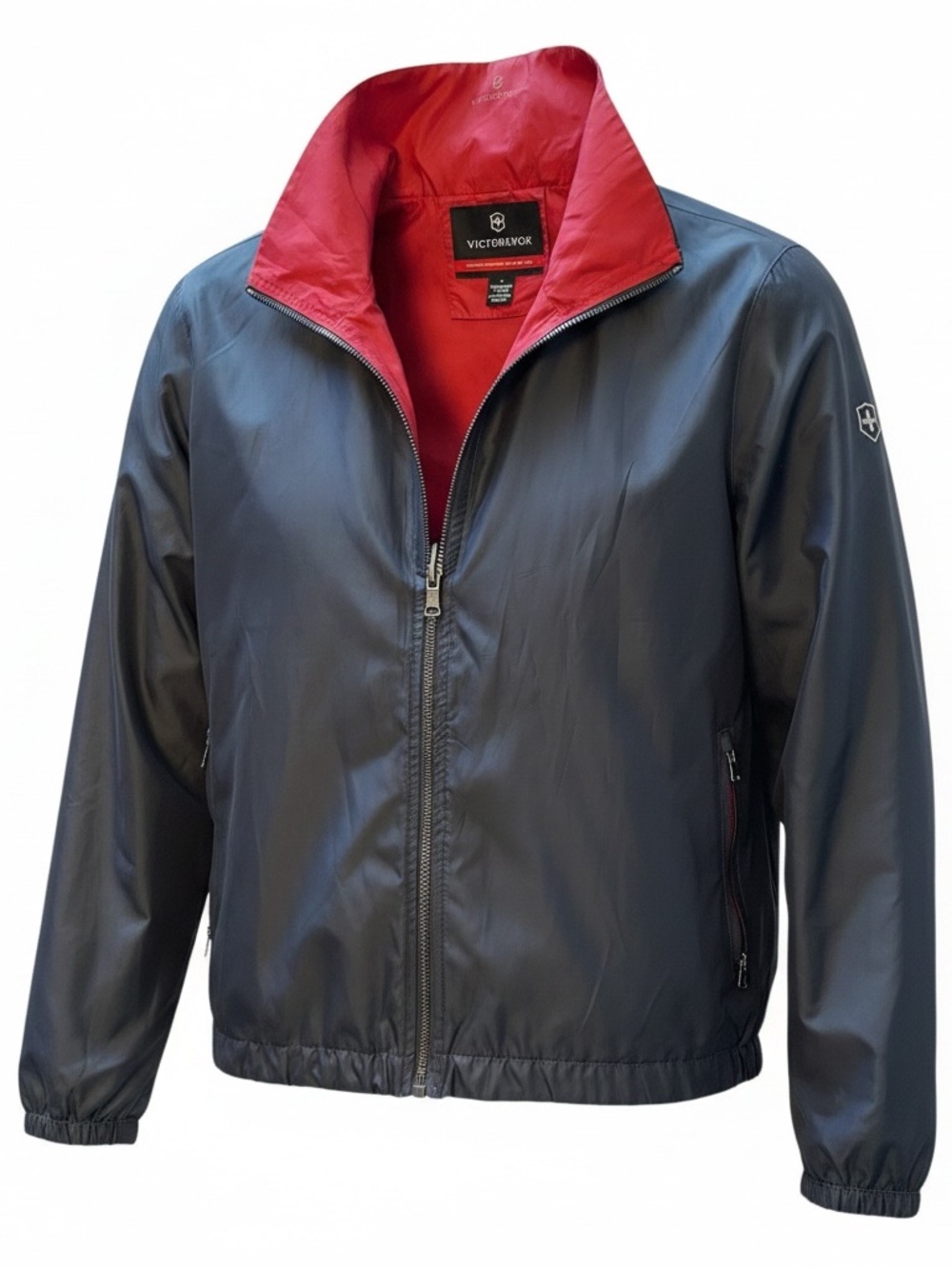 Victorinox Colorblock Navy Shell Jacket with Red Lining